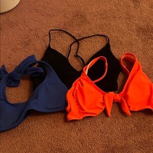 Old Navy Black, Blue, and Orange Bikinis